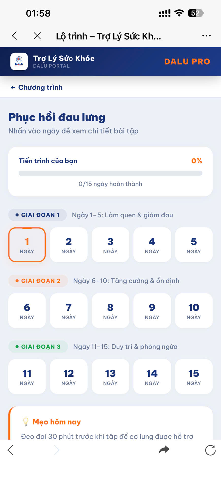 Lộ trình 15 ngày